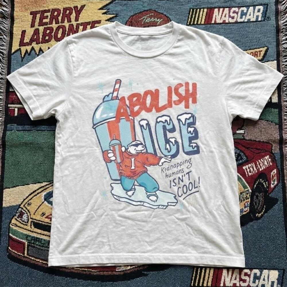 Abolish Ice T Shirt Political Statement Cartoon Bear Graphic Tee